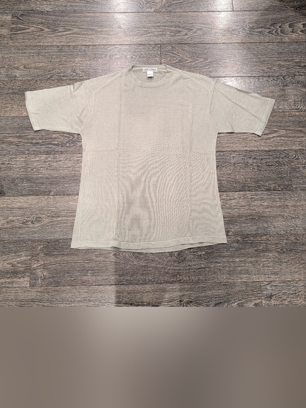 David & David Green Short Sleeve Crewneck T-Shirt 100% Silk Rare